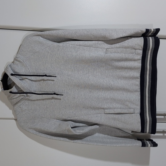 Express Pullover Hoodie Men’s Small Heather Gray Navy Fleece Sweatshirt. - Picture 1 of 9